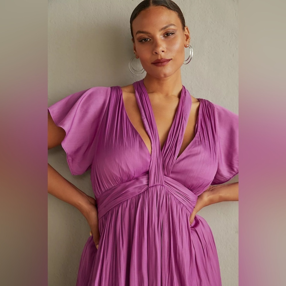 Anthropologie Purple V-Neck Vibrant Mini Dress Women’s Size 0 XXS XS NWT - Picture 8 of 9